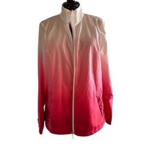 NWTO Cutter & Buck Womens size Large White to Pink Ombre Jacket CB WeaterTec